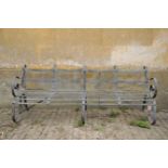 A WROUGHT IRON GARDEN BENCH,