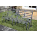 A VICTORIAN WROUGHT IRON GARDEN BENCH,