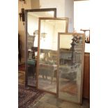 THREE VARIOUS WOOD FRAMED RECTANGULAR WALL MIRRORS,