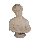 A VICTORIAN PAINTED PLASTER BUST OF CLYTIE,