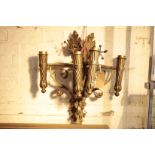 A PAIR OF GILT BRONZE TWIN LIGHT GAS APPLIQUES IN GOTHIC STYLE,