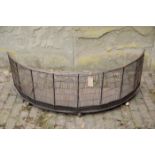 A VICTORIAN WROUGHT IRON, MESH AND BRASS MOUNTED NURSERY FENDER,
