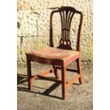 A GEORGE III MAHOGANY AND LEATHER UPHOLSTERED SIDE CHAIR,
