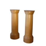 A PAIR OF SYCAMORE COLUMNAR PEDESTALS,