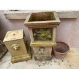 TWO VICTORIAN TERRACOTTA GARDEN PEDESTALS,