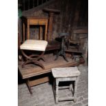 A QUANTITY OF FURNITURE, INCLUDING AN OAK LOW TABLE,