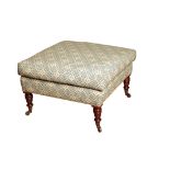 A VICTORIAN UPHOLSTERED CENTRE STOOL, BY HOWARD & SONS,