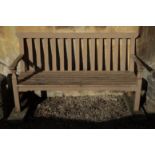 A PAINTED WOOD GARDEN BENCH,