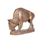 A CONTINENTAL PAINTED PLASTER MODEL OF A BISON,