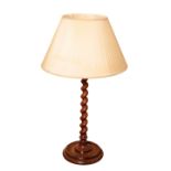 A VICTORIAN WALNUT TABLE LAMP,