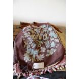 A COLLECTION OF TAPESTRY EMBROIDERED SEAT COVERS AND OTHER FABRICS,