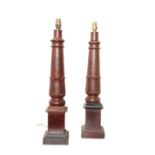 A PAIR OF MAHOGANY TABLE LAMPS,