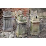 FIVE VICTORIAN STONEWARE CHIMNEYPOTS,