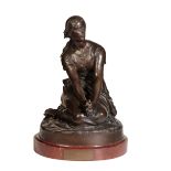 HENRI MICHEL ANTOINE CHAPU, (FRENCH 1833 - 1891), A PATINATED BRONZE MODEL, JOAN OF ARC AT...