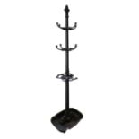 A VICTORIAN CAST IRON HALL STAND,