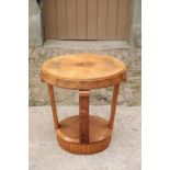 A WALNUT AND BURR WALNUT CIRCULAR OCCASIONAL TABLE IN ART DECO STYLE,