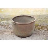 A VICTORIAN COPPER AND IRON-MOUNTED BASIN,