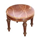 A MAHOGANY AND STRIATED MARBLE TOPPED OCCASIONAL TABLE,