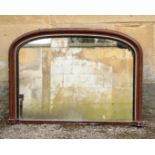 A VICTORIAN PAINTED FAUX ROSEWOOD OVERMANTEL MIRROR,