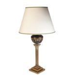 A BRASS COLUMNAR TABLE LAMP,