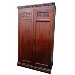 A VICTORIAN STAINED ASH HOUSEKEEPERS CUPBOARD, IN AESTHETIC STYLE, BY GILLOWS,
