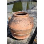 A PAIR OF LARGE ITALIAN TERRACOTTA URNS,