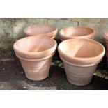 A SET OF FOUR ITALIAN TERRACOTTA GARDEN URNS,