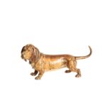 A VIENNESE COLD PAINTED BRONZE MODEL OF A DACHSHUND,