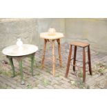 A BEECH WOOD CORRECTIONAL STOOL,