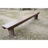 A SUBSTANTIAL VICTORIAN STAINED PINE BENCH,