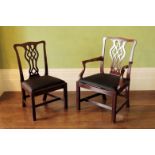 A COMPOSED SET OF SIXTEEN GEORGE III MAHOGANY DINING CHAIRS, SOME POSSIBLY BY GILLOWS,