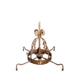 A SUBSTANTIAL VICTORIAN WROUGHT IRON FOUR LIGHT GASOLIER, IN GOTHIC REVIVAL STYLE,