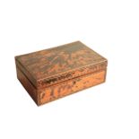 AN ANGLO INDIAN TORTOISESHELL AND PARQUETRY VENEERED SPICE BOX,
