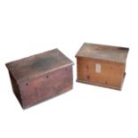 A VICTORIAN OAK STRONG BOX,