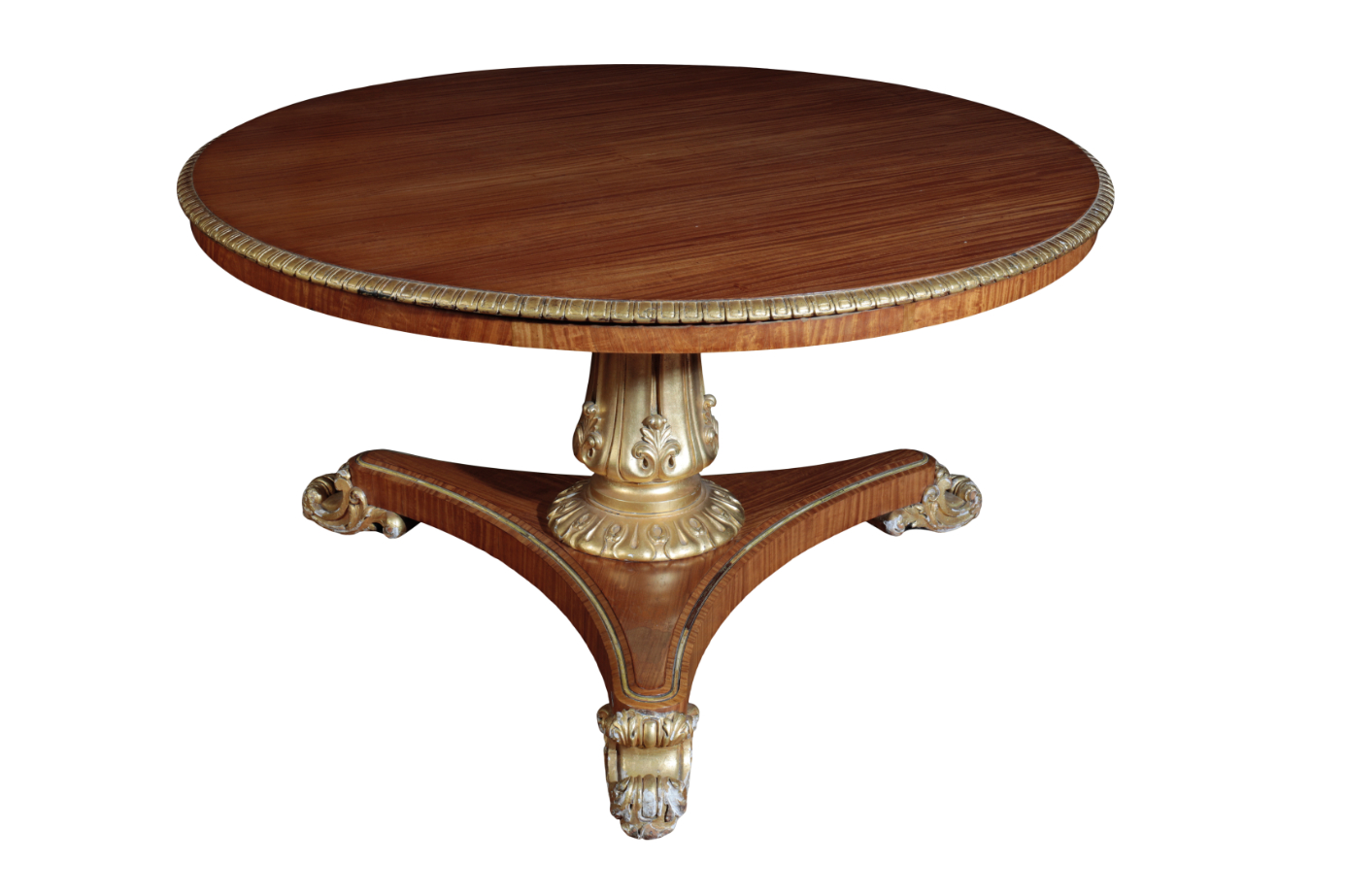 A GEORGE IV PARCEL GILT SATINWOOD CENTRE TABLE, BY WILLIAM RIDDLE,