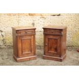 A PAIR OF ITALIAN WALNUT BEDSIDE TABLES,