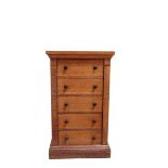 A VICTORIAN OAK WELLINGTON CHEST, BY GILLOWS,