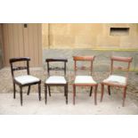 TWO PAIRS OF REGENCY MAHOGANY SIDE CHAIRS,