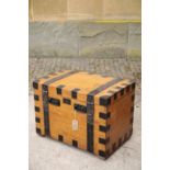 A VICTORIAN OAK AND WROUGHT IRON BOUND SILVER CHEST,