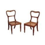 A PAIR OF GEORGE IV ROSEWOOD AND CANEWORK SIDE CHAIRS, PROBABLY BY GILLOW,