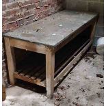 A LATE VICTORIAN SLATE TOPPED PINE DAIRY TABLE,