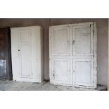 TWO WHITE PAINTED WOOD CUPBOARDS,