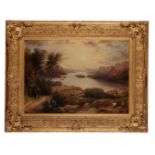 ENGLISH SCHOOL, 19TH CENTURY Figures in an expansive lakeland landscape