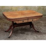 A REGENCY MAHOGANY, EBONY STRUNG AND CROSSBANDED SOFA TABLE,