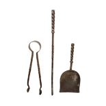 THREE STEEL FIRE TOOLS BY THORNTON & DOWNER,