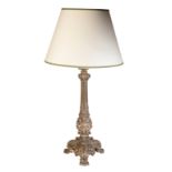 A WILLIAM IV SILVERED BRONZE TABLE LAMP,