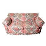 A VICTORIAN UPHOLSTERED TWO SEAT SOFA,