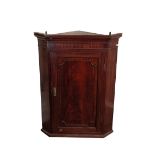 A GEORGE III MAHOGANY HANGING CORNER CABINET, POSSIBLY BY GILLOWS,