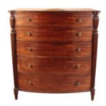 A REGENCY MAHOGANY BOWFRONT CHEST OF DRAWERS, BY GILLOWS,