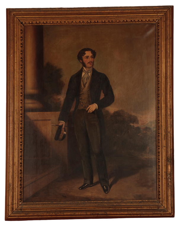 ENGLISH SCHOOL, CIRCA 1850 A portrait of a gentleman standing full-length - Image 2 of 2